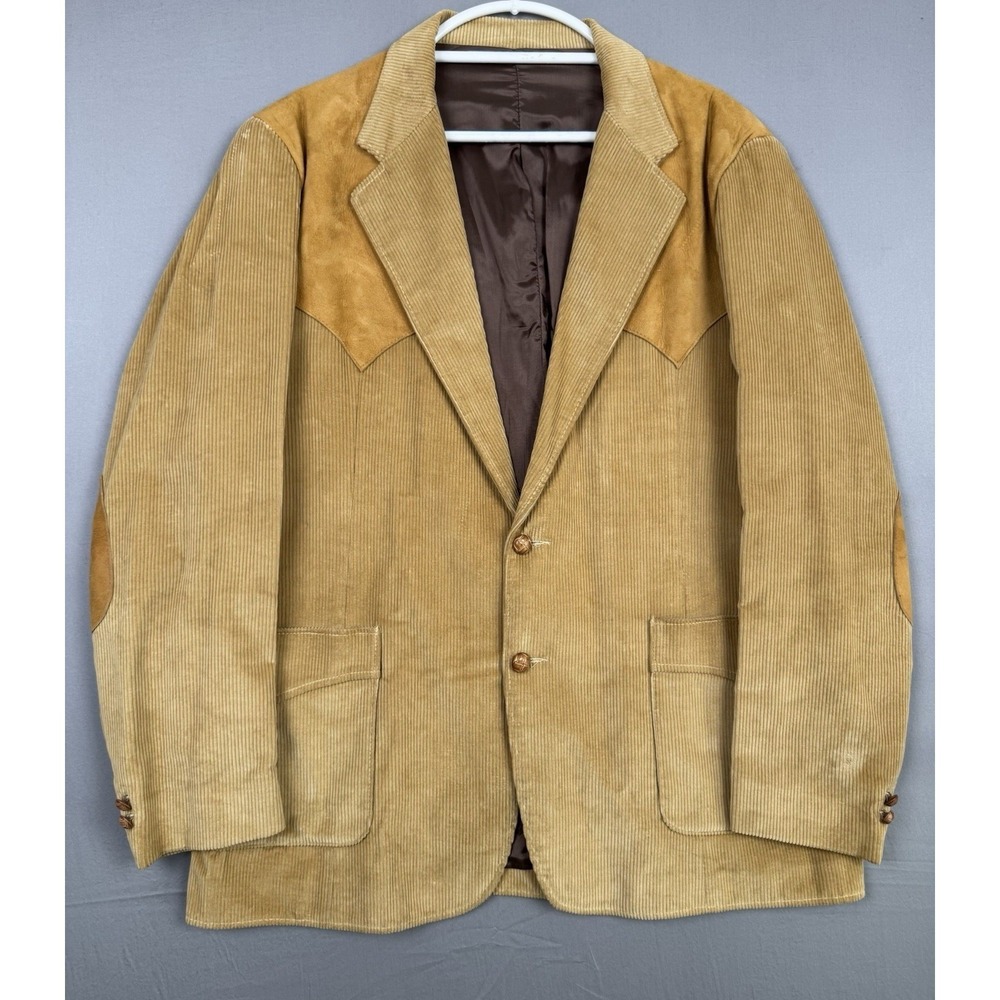 Vintage Brad Whitney Corduroy Sport Coat Mens 44 Suede Leather Western Jacket